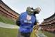 An NFL Films camera man works on the sideline of an NFL football game between the Cleveland Browns and the Indianapolis Colts Sunday, Dec. 7, 2014, in Cleveland. The Colts won 25-24. (AP Photo/David Richard)