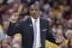 Toronto Raptors head coach Dwane Casey gestures against the Cleveland Cavaliers in the first half of Game 4 of an NBA basketball second-round playoff series, Monday, May 7, 2018, in Cleveland. (AP Photo/Tony Dejak)