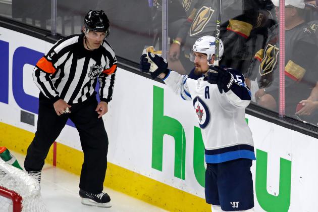 LAS VEGAS, NV - MAY 16: Mark Scheifele #55 of the Winnipeg Jets celebrates his third period goal against the Vegas Golden Knights in Game Three of the Western Conference Finals during the 2018 NHL Stanley Cup Playoffs at T-Mobile Arena on May 16, 2018 in Las Vegas, Nevada.  (Photo by Isaac Brekken/Getty Images)