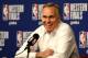 HOUSTON, TX - MAY 14: Mike D'Antoni of the Houston Rockets speaks to the media prior to Game One of the Western Conference Finals against the Golden State Warriors of the 2018 NBA Playoffs at Toyota Center on May 14, 2018 in Houston, Texas. NOTE TO USER: User expressly acknowledges and agrees that, by downloading and or using this photograph, User is consenting to the terms and conditions of the Getty Images License Agreement. (Photo by Ronald Martinez/Getty Images)