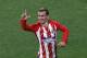 Atletico's Antoine Griezmann's celebrates his side opening goal during the Europa League Final soccer match between Marseille and Atletico Madrid at the Stade de Lyon outside Lyon, France, Wednesday, May 16, 2018. (AP Photo/Christophe Ena)