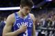 Duke's Grayson Allen walks off the court after a regional final game against Kansas in the NCAA men's college basketball tournament Sunday, March 25, 2018, in Omaha, Neb. Kansas won 85-81 in overtime. (AP Photo/Nati Harnik)