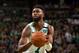 BOSTON, MA - MAY 15: Jaylen Brown #7 of the Boston Celtics shoots a free throw against the Cleveland Cavaliers during Game Two of the Eastern Conference Finals of the 2018 NBA Playoffs on May 15, 2018 at the TD Garden in Boston, Massachusetts. NOTE TO USER: User expressly acknowledges and agrees that, by downloading and or using this photograph, User is consenting to the terms and conditions of the Getty Images License Agreement. Mandatory Copyright Notice: Copyright 2018 NBAE (Photo by Jesse D. Garrabrant/NBAE via Getty Images)