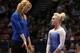Faehn (left) while coaching women's gymnastics at the University of Florida.