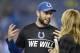 Indianapolis Colts quarterback Andrew Luck is interviewed before an NFL football game against the Tennessee Titans, Monday, Oct. 16, 2017, in Nashville, Tenn. (AP Photo/Mark Zaleski)