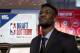 Arizona's DeAndre Ayton poses for a portrait before the NBA basketball draft lottery Tuesday, May 15, 2018, in Chicago. (AP Photo/Charles Rex Arbogast)
