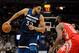 MINNEAPOLIS, MN - APRIL 23: Karl-Anthony Towns #32 of the Minnesota Timberwolves has the ball against James Harden #13 of the Houston Rockets in Game Four of Round One of the 2018 NBA Playoffs on April 23, 2018 at the Target Center in Minneapolis, Minnesota. The Rockets defeated the Timberwolves 119-100. NOTE TO USER: User expressly acknowledges and agrees that, by downloading and or using this Photograph, user is consenting to the terms and conditions of the Getty Images License Agreement. (Photo by Hannah Foslien/Getty Images)