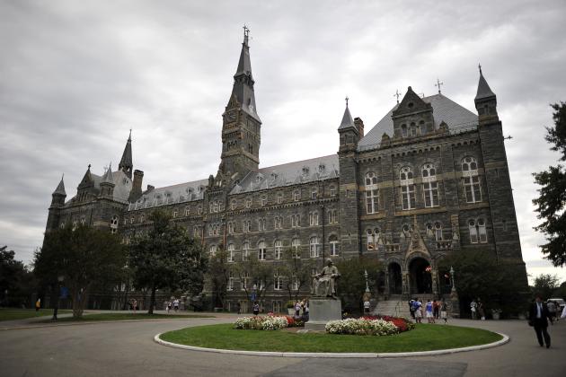 Healy Hall, the flagship building of Georgetown University's main campus in Washington, DC, is seen on September 30, 2011. Healy Hall building is listed as a national historic landmark . AFP PHOTO/Mladen ANTONOV (Photo credit should read MLADEN ANTONOV/AFP/Getty Images)