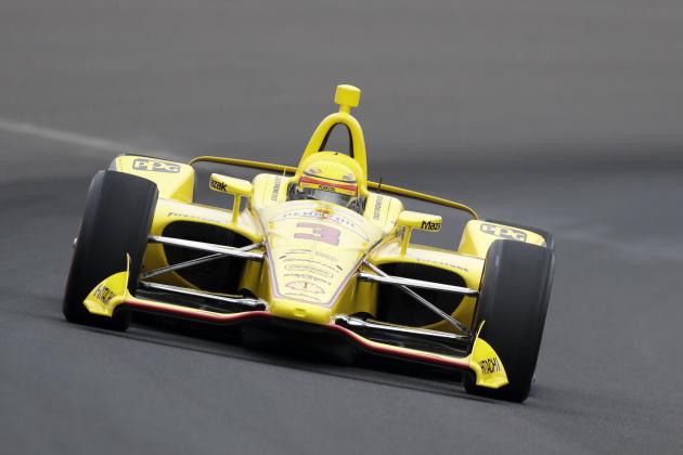 Helio Castroneves, of Brazil, drives during a practice session for the IndyCar Indianapolis 500 auto race at Indianapolis Motor Speedway in Indianapolis, Saturday, May 19, 2018. (AP Photo/Darron Cummings)