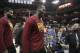 Cleveland Cavaliers' LeBron James, center, and Tristan Thompson walk off the court after the team's 116-86 win over the Boston Celtics in Game 3 of the NBA basketball Eastern Conference finals Saturday, May 19, 2018, in Cleveland. (AP Photo/Tony Dejak)
