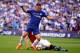 LONDON, ENGLAND - MAY 19: Eden Hazard of Chelsea is fouled by Phil Jones of Manchester United in the penalty area during the Emirates FA Cup Final between Chelsea and Manchester United at Wembley Stadium on May 19, 2018 in London, England. (Photo by Chris Brunskill Ltd/Getty Images)
