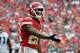 Kansas City Chiefs defensive back Marcus Peters (22) pleads with an official after a review found that Philadelphia Eagles wide receiver Alshon Jeffery scored a touchdown, during the second half of an NFL football game in Kansas City, Mo., Sunday, Sept. 17, 2017. (AP Photo/Ed Zurga)