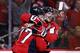 WASHINGTON, DC - MAY 21: T.J. Oshie #77 of the Washington Capitals celebrates his second period goal with teammate Nicklas Backstrom #19 against the Tampa Bay Lightning in Game Six of the Eastern Conference Finals during the 2018 NHL Stanley Cup Playoffs at Capital One Arena on May 21, 2018 in Washington, DC. (Photo by Patrick Smith/Getty Images)