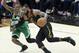 Cleveland Cavaliers' LeBron James drives on Boston Celtics' Terry Rozier in the first half of Game 4 of the NBA basketball Eastern Conference finals, Monday, May 21, 2018, in Cleveland. (AP Photo/Tony Dejak)