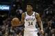 Milwaukee Bucks' Giannis Antetokounmpo dribbles during the first half of Game 3 of an NBA basketball first-round playoff series against the Boston Celtics Friday, April 20, 2018, in Milwaukee. (AP Photo/Morry Gash)
