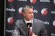 PORTLAND, OR - JULY 8: Festus Ezeli #31 of the Portland Trail Blazers is introduced to the media by team General Manager Neil Olshey July 8, 2016 at the Trail Blazer Practice Facility in Portland, Oregon. NOTE TO USER: User expressly acknowledges and agrees that, by downloading and or using this photograph, user is consenting to the terms and conditions of the Getty Images License Agreement. Mandatory Copyright Notice: Copyright 2016 NBAE (Photo by Sam Forencich/NBAE via Getty Images)