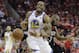 Golden State Warriors forward Andre Iguodala (9) is fouled by Houston Rockets guard Chris Paul (3) during the second half of Game 1 of the NBA basketball Western Conference Finals, Monday, May 14, 2018, in Houston. (AP Photo/David J. Phillip)
