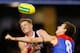 MELBOURNE, VICTORIA - MAY 06: Jake Lever of the Demons spoils Jack Newnes of the Saints during the round seven AFL match between St Kilda Saints and the Melbourne Demons at Etihad Stadium on May 6, 2018 in Melbourne, Australia. (Photo by Darrian Traynor/AFL Media/Getty Images)