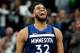 Minnesota Timberwolves' Karl-anthony Towns plays against the Houston Rockets in the first half during Game 3 of an NBA basketball first round playoff series Saturday, April 21, 2018, in Minneapolis. (AP Photo/Jim Mone)