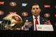 SANTA CLARA, CA - FEBRUARY 9: CEO Jed York of the San Francisco 49ers addresses the media during a press conference at Levi Stadium on February 9, 2017 in Santa Clara, California. The 49ers press conference was setup to introducing the new general manager, John Lynch, and the teams new head coach, Kyle Shanahan. (Photo by Michael Zagaris/San Francisco 49ers/Getty Images)