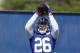 New York Giants running back Saquon Barkley catches a pass during NFL football rookie minicamp Friday, May 11, 2018, in East Rutherford, N.J. (AP Photo/Frank Franklin II)