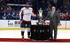 TAMPA, FL - MAY 23: Alex Ovechkin #8 of the Washington Capitals and NHL Deputy Commissioner Bill Daly pose with the Prince of Wales Trophy after defeating the Tampa Bay Lightning in Game Seven of the Eastern Conference Finals during the 2018 NHL Stanley Cup Playoffs at Amalie Arena on May 23, 2018 in Tampa, Florida. The Washington Capitals defeated the Tampa Bay Lightning with a score of 4 to 0. (Photo by Mike Carlson/Getty Images)