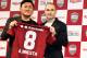 TOKYO, JAPAN - MAY 24: New Vissel Kobe player Andres Iniesta (R) and Rakuten Inc. CEO Hiroshi Mikitani attend attend a press conference on May 24, 2018 in Tokyo, Japan. (Photo by Koji Watanabe/Getty Images)