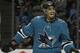 San Jose Sharks left wing Evander Kane (9) against the Vegas Golden Knights during the second period of Game 4 of an NHL hockey second-round playoff series in San Jose, Calif., Wednesday, May 2, 2018. (AP Photo/Jeff Chiu)