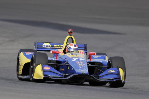 Alexander Rossi drives during a practice session for the IndyCar Grand Prix auto race at Indianapolis Motor Speedway in Indianapolis, Friday, May 11, 2018. (AP Photo/Darron Cummings)