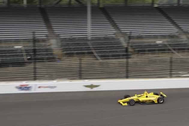 Helio Castroneves, of Brazil, drives during a practice session for the IndyCar Indianapolis 500 auto race at Indianapolis Motor Speedway, in Indianapolis Monday, May 21, 2018. (AP Photo/Darron Cummings)