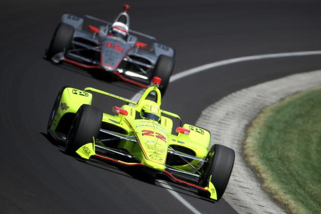 INDIANAPOLIS, IN - MAY 25:  Simon Pagenaud of France, driver of the #22 Menards Team Penske Chevrolet drives during Carb Day for the 102nd running of the Indianapolis 500 at Indianapolis Motorspeedway on May 25, 2018 in Indianapolis, Indiana.  (Photo by Chris Graythen/Getty Images)