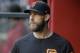 San Francisco Giants Madison Bumgarner in the first inning during a baseball game against the Arizona Diamondbacks, Tuesday, April 17, 2018, in Phoenix. (AP Photo/Rick Scuteri)