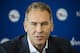 Philadelphia 76ers President of Basketball Operations Bryan Colangelo speaks with members of the media during a news conference at the NBA basketball team's practice facility in Camden, N.J., Friday, May 11, 2018. (AP Photo/Matt Rourke)