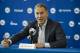 Philadelphia 76ers President of Basketball Operations Bryan Colangelo speaks with members of the media during a news conference at the NBA basketball team's practice facility in Camden, N.J., Friday, May 11, 2018. (AP Photo/Matt Rourke)