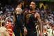 CLEVELAND, OH - MAY 25: LeBron James #23 and JR Smith #5 of the Cleveland Cavaliers react after a basket in the fourth quarter against the Boston Celtics during Game Six of the 2018 NBA Eastern Conference Finals at Quicken Loans Arena on May 25, 2018 in Cleveland, Ohio. NOTE TO USER: User expressly acknowledges and agrees that, by downloading and or using this photograph, User is consenting to the terms and conditions of the Getty Images License Agreement. (Photo by Gregory Shamus/Getty Images)
