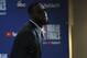 Cleveland Cavaliers forward LeBron James leaves a news conference after Game 1 of basketball's NBA Finals against the Golden State Warriors in Oakland, Calif., Thursday, May 31, 2018. The Warriors won 124-114 in overtime. (AP Photo/Ben Margot)