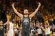 OAKLAND, CA - JUNE 3: Stephen Curry #30 of the Golden State Warriors reacts to a play in Game Two of the 2018 NBA Finals against the Cleveland Cavaliers on June 3, 2018 at ORACLE Arena in Oakland, California. NOTE TO USER: User expressly acknowledges and agrees that, by downloading and/or using this photograph, user is consenting to the terms and conditions of Getty Images License Agreement. Mandatory Copyright Notice: Copyright 2018 NBAE (Photo by Nathaniel S. Butler/NBAE via Getty Images)