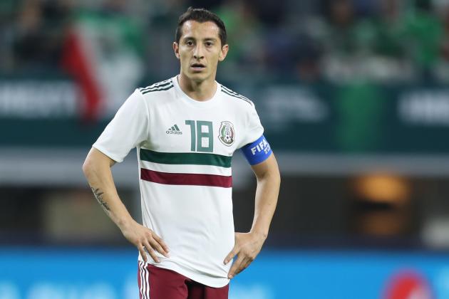 ARLINGTON, TX - MARCH 27: Andres Guardado of Mexico looks on during the international friendly match between Mexico and Croatia at AT&T Stadium on March 27, 2018 in Arlington, Texas.  (Photo by Omar Vega/Getty Images)