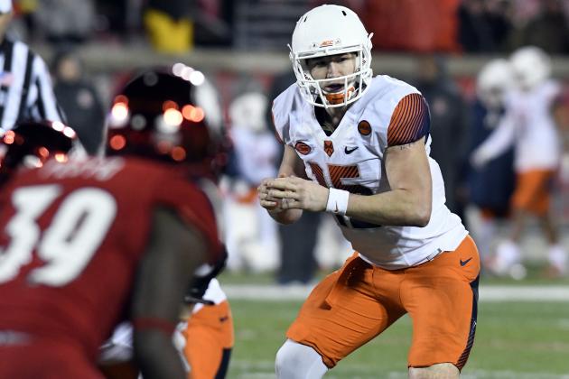 Syracuse quarterback Rex Culpepper (15) in action during the second half of an NCAA college football game, Saturday, Nov. 18, 2017, in Louisville, Ky. Louisville won 56-10. (AP Photo/Timothy D. Easley)