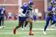 New York Giants wide receiver Odell Beckham works out during NFL football training camp, Wednesday, April 25, 2018, in East Rutherford, N.J. (AP Photo/Julio Cortez)