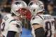 New England Patriots quarterback Tom Brady (12) and tight end Rob Gronkowski (87) celebrate a touchdown play, during the second half of the NFL Super Bowl 52 football game against the Philadelphia Eagles, Sunday, Feb. 4, 2018, in Minneapolis. (AP Photo/Charlie Neibergall)