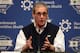 FILE - In this April 19, 2018, file photo, New York Giants Dave Gettleman speaks to reporters during a press conference in East Rutherford, N.J. If the new general manager is convinced there is a guy who can lead to the team to a couple of Super Bowls _ and the Cleveland Browns haven’t taken him _ the Giants grab a quarterback. It’s that simple when you are coming off a 3-13 season and Eli Manning is 37 years old. (AP Photo/Julio Cortez, File)