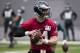Philadelphia Eagles quarterback Carson Wentz in action during practice at NFL football training camp, Tuesday, May 22, 2018, in Philadelphia. (AP Photo/Chris Szagola)