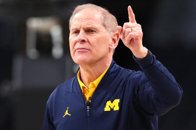 SAN ANTONIO, TX - MARCH 30:  Head coach John Beilein of the Michigan Wolverines looks on during practice before the 2018 Men's NCAA Final Four at the Alamodome on March 30, 2018 in San Antonio, Texas.  (Photo by Tom Pennington/Getty Images)