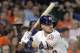 Houston Astros' Alex Bregman bats against the Boston Red Sox during the fifth inning of a baseball game Saturday, June 2, 2018, in Houston. (AP Photo/David J. Phillip)