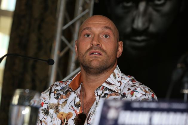 Former British heavyweight world boxing champion Tyson Fury speaks during his pre-fight press conference at the Midland Hotel in Manchester, north-west England on June 6, 2018. - Tyson Fury is set for his first bout in over two-and-a-half years on June 9, 2018, against Albanian boxer Sefer Seferi in Manchester. (Photo by Lindsey Parnaby / AFP)        (Photo credit should read LINDSEY PARNABY/AFP/Getty Images)