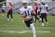 New England Patriots wide receiver Julian Edelman (11) runs after catching a pass during an NFL football minicamp practice, Wednesday, June 6, 2018, in Foxborough, Mass. (AP Photo/Elise Amendola)