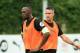 NEW MALDEN, ENGLAND - JUNE 07: Usain Bolt and Kevin Pietersen of the Rest of the World take part in training during a Soccer Aid for UNICEF media session at Fulham FC training ground on June 7, 2018 in New Malden, England. (Photo by Andrew Redington/Getty Images)