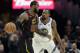 Cleveland Cavaliers' LeBron James is defended by Golden State Warriors' Kevin Durant in the first half of Game 3 of basketball's NBA Finals, Wednesday, June 6, 2018, in Cleveland. (AP Photo/Tony Dejak)