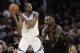 Golden State Warriors' Kevin Durant is defended by Cleveland Cavaliers forward Jeff Green (32) in the second half of Game 3 of basketball's NBA Finals, Wednesday, June 6, 2018, in Cleveland. (AP Photo/Tony Dejak)
